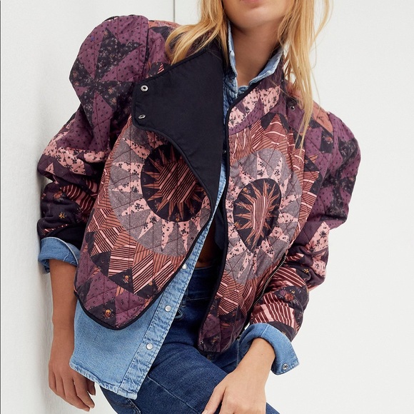 Free People Jackets & Blazers - NWOT Free People Camille Quilted Patchwork Boho Jacket Z165-12